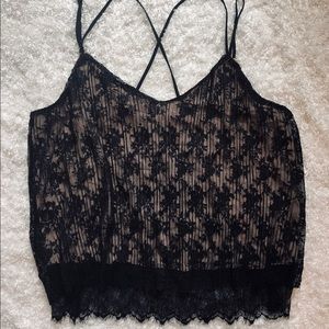 LILY BLACK CAMISOLE Black Lace Top Sz XL